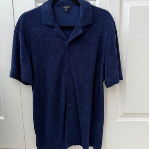Express Mens Short Sleeved Button Up Toweling Shirt